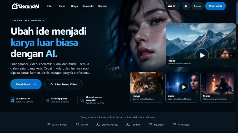 Pratinjau website: BerandAI