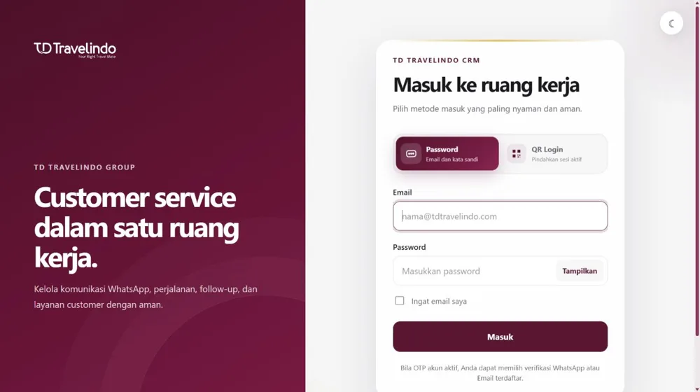 Pratinjau website: TD Travelindo CRM