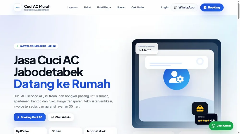 Pratinjau website: Cuci AC Murah