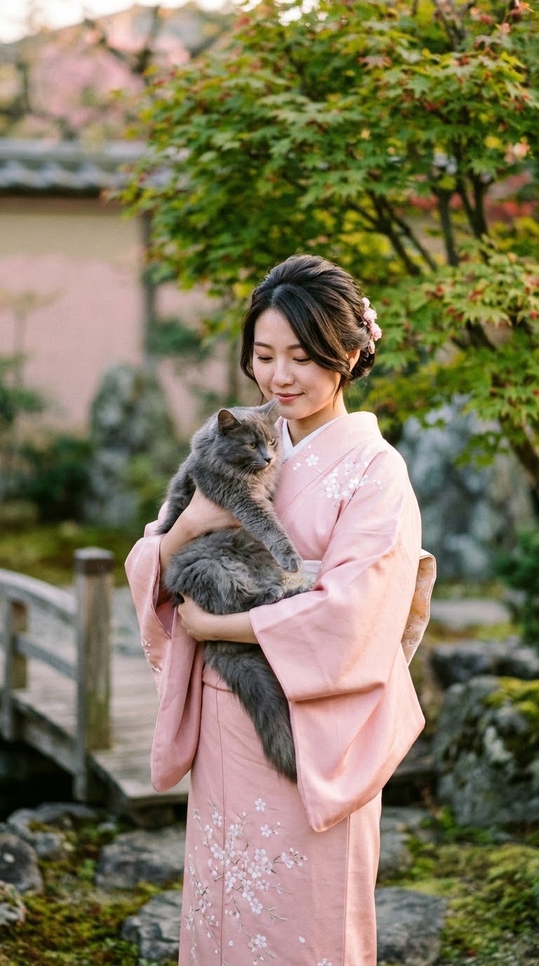 Wanita Jepang dan Kucing